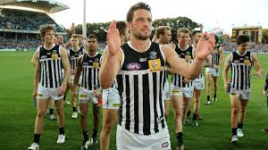 The port adelaide football club adopted the black and white wharf pylon / prison bar guernsey after having difficulty finding magenta and blue dyes that would repeatedly last the rigours of an australian rules football match. Port Adelaide Chairman David Koch Reaffirms Club Position On Prison Bar Guernsey Sporting News Australia