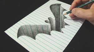 Halloween The Bat Hole Drawing Bat Hole In Line Paper 3d Trick Art Illusion Drawings Drawings Geometric Drawing