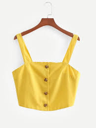 button through crop top shein sheinside crop tops fashion tops