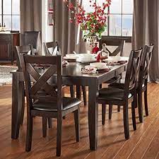 Set (dining table & 6 side chairs), created for macy's online at macys.com. Tribecca Home 7 Piece Dining Room Set Is Crafted From Asian Wood And Has A Beautiful Merlot Finish Want To Know More Side Chairs Dining Home Dining Room Bar