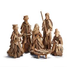 This unique nativity set is made from dried banana leaves and measures approximately 7 h and 5.75 w. Handcrafted6pc Nativity Scene