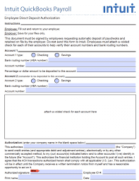 free intuit quickbooks direct deposit authorization form pdf