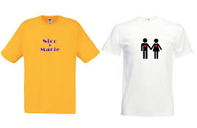 Our matching couples tshirt set is a great gift idea for newlyweds or lovebirds, they also make a great anniversary gift! Tee Shirt Evjf Personnalise Pour Mariage Cadeau Invites Pas Cher