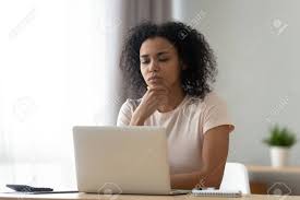Maybe you would like to learn more about one of these? Pensive African American Young Woman Sit At Desk Thinking Studying Stock Photo Picture And Royalty Free Image Image 132558542