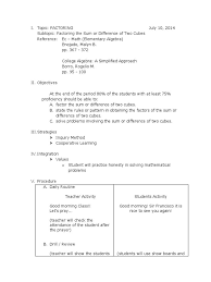 Lp On Factoring Sum Or Difference Of Two Cubes College Algebra Elementary Algebra Sum