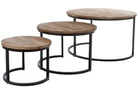 Metal barbieri 3 piece coffee table set. Casa Padrino Luxury Coffee Table Set Of 3 Natural Black O 78 X H 48 Cm Round Coffee Tables With Semicircular Metal Base Frame