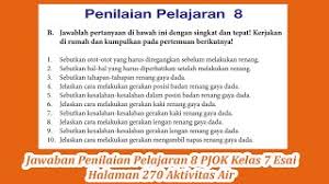 Jawaban Penilaian Pelajaran 8 Pjok Kelas 7 Esai Halaman 270 Aktivitas Air Youtube