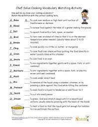 Cooking Vocabulary Definition Matching Exercise Cooking Classes For Kids Culinary Lessons Culinary School