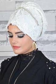 Aise Tesettur Kirik Beyaz Tas Detayli Gupurlu Hazir Bone Turbanlar Sal Sik
