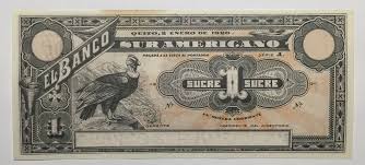 Ecuador 1920 1 Sucre Bank Note Uncirculated Crisp Bank Notes Ecuador Central American