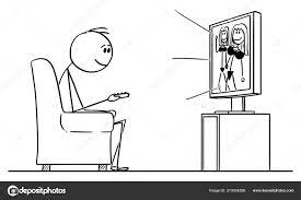 Vector de dibujos animados del hombre sentado en el sillón y viendo  pornografía o porno en la televisión o la televisión Vector de stock por  ©ursus@zdeneksasek.com 273034586