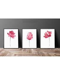 Lotus Flower Pink Wall Art Blooming Lotus Watercolor Painting Set Of 3 Yoga Print Zen Abstract Flower Painting Flower Art Abstract Flower Painting Watercolor