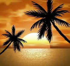 Beach Coconut Trees Scenery Vector Graphic In The Dusk Sun Sunset Beach Island Sea Twilight Coconut Coconut Tree Drawing Sunset Canvas Painting Scenery