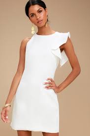 Dinah White One Shoulder Dress White Short Dress White Dresses For Women Little White Dresses