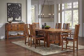 Signature slats, exposed joinery, shaker legs and more display in these mission style amish dining table & chair sets, featuring trestle tables, pedestal tables, round dining tables and more.companion pieces include wooden amish dining chairs, upholstered dining chairs, dining benches and sideboard buffets. A America Furniture Mission Hill 7pc Trestle Dining Set In Harvest By Dining Rooms Outlet