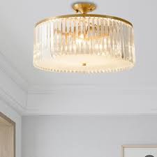 We are using swarovski® crystal,and providing customers the personalized customization and manufacturer's. Crystal Drum Semi Flush Ceiling Light Dining Table Luxurious Led Ceiling Lamp In Gold Beautifulhalo Com