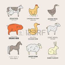 Vector Logo Collection With Different Farm Animals Including Cow Pig Chicken Sheep Perfect Emblem For Farming Logo Collection Animal Drawings Farm Animals