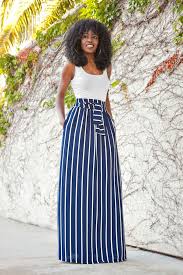 Black And White Vertical Striped Skirt Outfit Fitted Tank Vertical Stripe Maxi Skirt Fashion Striped Maxi Skirts Striped Skirt Outfit