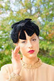 Vintage Birdcage Hat With Bow Birdcase Veil Vintage Net Hat Womens Hat Vintage Veil Vintage Veiled Hat 1950s Millinery Fascinator Hat Veiled Hats Vintage Veils Vintage Bird Cage