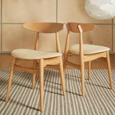 Chelsea Lane Mid Century Modern Beige Upholstered Wood Side Chairs Set Of 2 Walnut Finish Walmart Com Dining Chairs Simple Dining Chairs Wood Side Chair