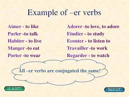 Conjugating Er Verbs In French