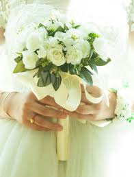 Fill your cart with color today! White Wedding Bouquet Ribbon Bows Round Bridal Hand Flower Milanoo Com