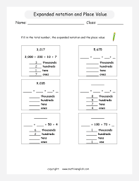 Fill In The Total Number The Expanded Notation And The Place Value Of 4 Digit Numbers Extra Remedi Expanded Notation Math Curriculum Printable Math Worksheets