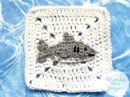 Maybe you would like to learn more about one of these? Crochet Shark Applique And Granny Square Free Crochet Pattern Ocean Themed Blanket Maria S Blue Crayon
