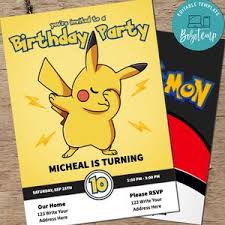 We present the new free pokemon birthday invitations: Editable Birthday Party Invitation Template Instantly Personalize Bobotemp