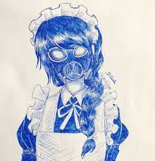 Why Dont We Just Relax On Instagram Cleanerflow Cleaner Maid Flow Dotflow Maidflow Gasmask Gasmaskmaid Ink Inked Blue Blue Ink Gas Mask Instagram