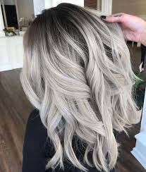 Ice Blonde Grey Wavy Balayage Mid Length Hair Breathtaking Grey Hair Color Hair Color Balayage Ashy Hair