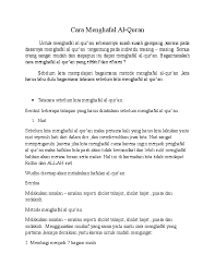 Yang harus anda persiapkan adalah al quran. Doc Cara Menghafal Al Quran Kaday Dahyun Academia Edu