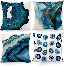 Here is foremost tip on things by color. Amazon Com Hexagram Navy Blue Decorative Pillow Covers 18 X 18 Marble Design Texture Throw Pillow Covers Set Of 4 Turquoise Blue Room Decor Pillow Cover For Couch Sofa Living Room Patio Summer