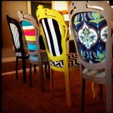 Painted Fabric Dining Chairs Google Search Refurbished Dining Chairs Home Decor Funky Furniture