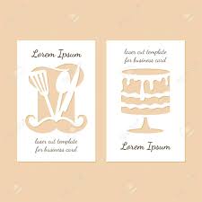 We offer a complete package. Two Modern Business Cards With Holes In The Form Of Chef S Hat And Cake Vector Laser Cutting Template Royalty Free Cliparts Vectors And Stock Illustration Image 114708832