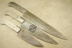 Smart knives hand made damascus steel set of five pcs chef knife kitchen blanks. Lot Of 3 Pcs X Large Professional Chef Knife Blank Blade Custom