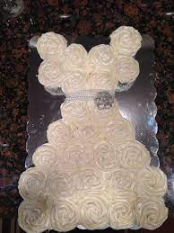 Bridal Shower Cupcake Cake Shaped Like Wedding Dress Pearl And Broach Accents Bridal Shower Cupcakes Cupcake Cakes Cake