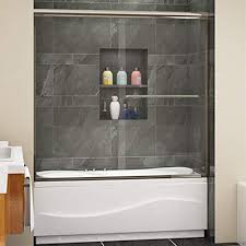 From glass to paint colour to hardware options, we can customize the doors why choose dougall for your windows & doors? Sunny Shower Bathtub Door Double Glass Sliding Tub Shower Door 58 5 60 W X 57 4 H Semi Frameless Bathtub Shower Doors 1 4 Clear Glass Brushed Nickel Finish Tub Door Buy Online In Jamaica At
