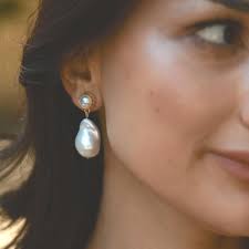 Baroque Pearl Silver Hoop Earrings