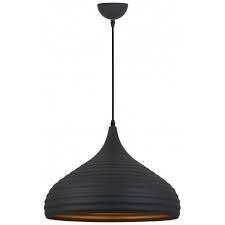 A Retro Design Ribbed Ceiling Pendant Light In A Dark Grey Finish With A Gold Coloured Inner Suit Island Pendant Lights Ceiling Pendant Ceiling Pendant Lights