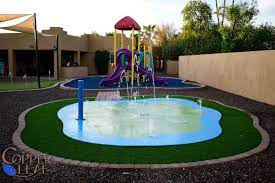 Residential splash pads are growing in popularity. Splash Pad Design Construction In Phoenix Az Copper Leaf Pools