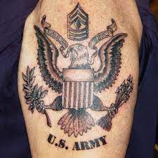 U S Army Crest Tattoo By Joshua Doyon Ig Inkedupging Army Tattoos Full Sleeve Tattoos Military Tattoos