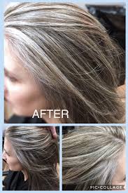 After Blended Gray Hilites Beautiful I Used Wella T18 As A Toner A Gray Hair Growing Out Blending Gray Hair Natural Gray Hair