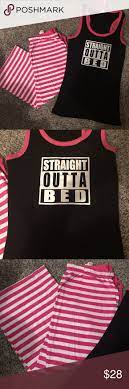 Straight Outta Bed Pjs Clothes Design Pink Ladies Women Shopping