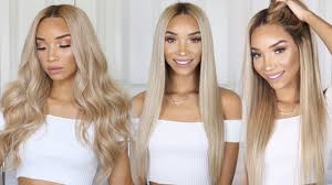 Long sleek straight hair with bangs overall length: Blonde Wig Slay 20 Human Hair Details Installation Youtube