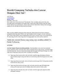 Check spelling or type a new query. Rezeki Gampang Terbuka Dan Lancar Dengan Zikir Ini