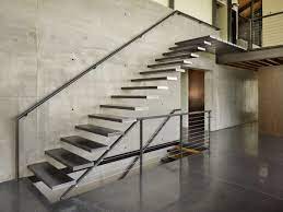 Modern Stairs Concrete Wall West Seattle Residence With Spectacular Inlet Views Stairs Design Modern Modern Staircase Staircase Design