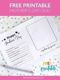 Mom or grandma will love reading the answers to our mother's day questionnaire printable. Printable Mother S Day Quiz Free Printable My Party Design