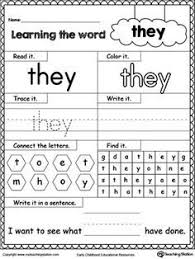 High Frequency Word They Printable Worksheet Kindergarten Worksheets Sight Words Sight Word Worksheets Sight Words Kindergarten