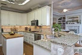 Butcher Block Island With Granite Countertops Beach House Kitchens Kitchen Decor Home Kitchens